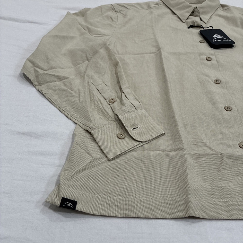 NEW STORMTECH BEIGE BUTTON UP BLOUSE WOMEN'S XL - Picture 3 of 12